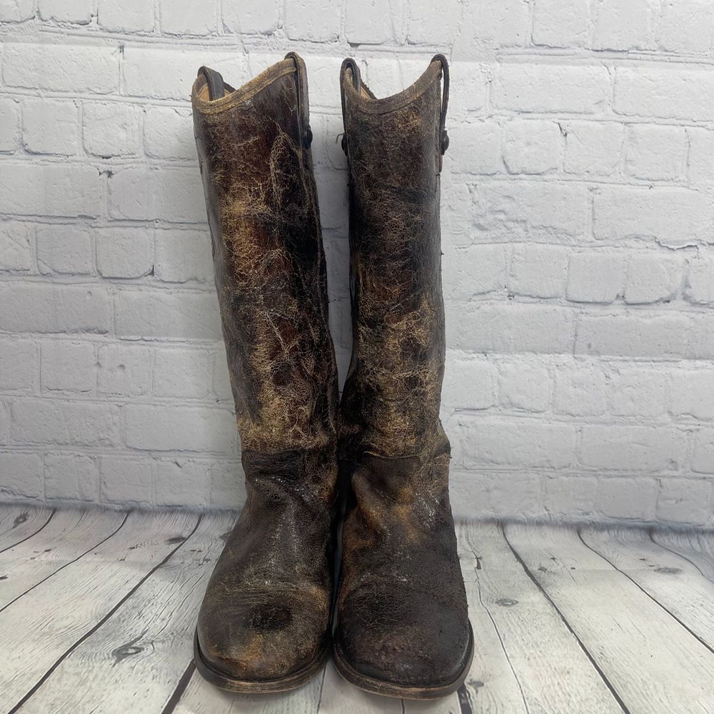 Frye Distressed Brown Ankle Boots - Picture 2 of 16